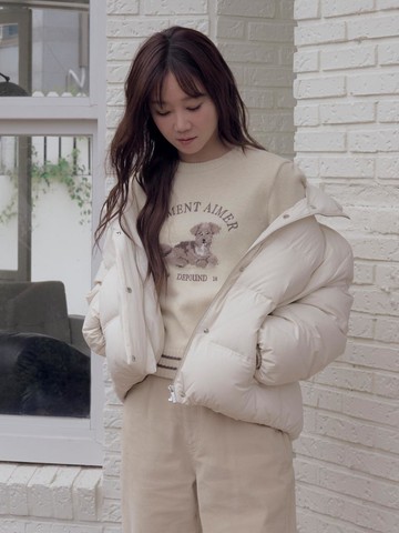 Puppy Graphic Soft Comfortable Pullover [Buttery Yellow]