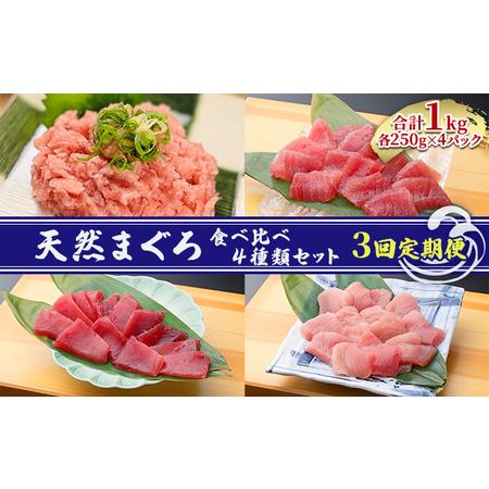 ふるさと納税 天然まぐろ食べ比べ4種セット 合計1kg（バチマグロ切落し・びん長マグロ・ミナミマグロ・ネギトロ 250g×各.. 静岡県浜松市