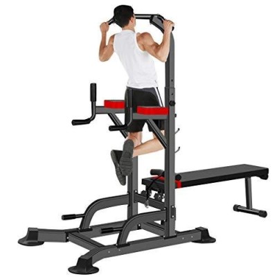 wavsurf Power Tower Workout Dip Station for Home Gym Strength Training Fitn