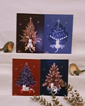 【聖誕套卡】樹系列_藍/紅/亮紅/深綠