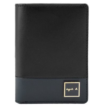 agnes.b 方牌翻釦輕便夾(深藍）/展示品