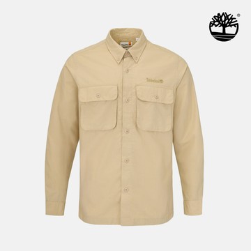 Timberland 男款米色寬版長袖襯衫外套|A5SKUY94