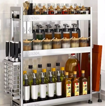 304不銹鋼廚房調味料置物架臺面醬油瓶調味品油鹽醬醋佐料收納架