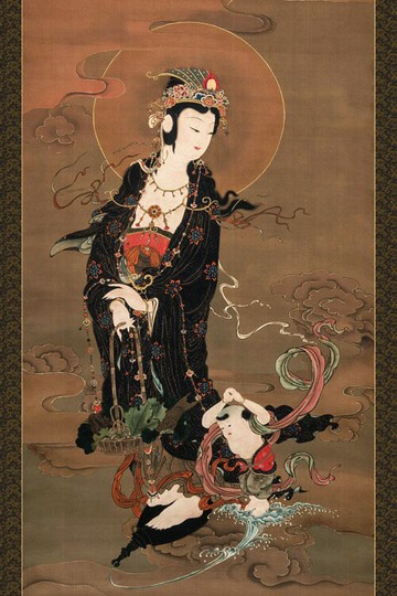 【拼圖貓】HC - 宗教系列-魚藍觀音 日本明治時期觀音古畫像 台灣製 1000片 銀箔拼圖 1000G-001