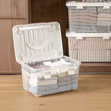 手提式掀蓋收納整理箱(附輪)-35L-3入