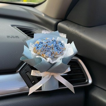 免運MINI花束玫瑰幹花迷你小花束車載齣風口擺件裝飾冰箱貼見麵生日禮