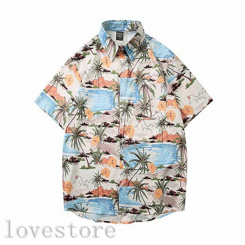 メンズ アロハシャツ 半袖 ハワイアンシャツ 和風 総柄 ココナッツツリー カッコイイ 夏用 カーディガン 折り襟 速乾 汗染み防止 通気 通販 Lineポイント最大0 5 Get Lineショッピング