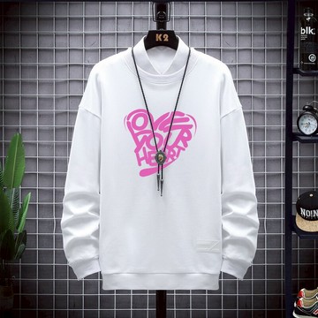 圓領長袖t恤男年春秋新款大碼寬松百搭學生帥氣超火情侶衛衣