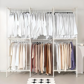 MF Magic House 更衣室雙層系統衣架 + 橡膠槌  195 x 49 x 193 cm  白色
