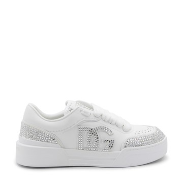 Dolce & Gabbana - White And Silver Leather New Roma Sneakers