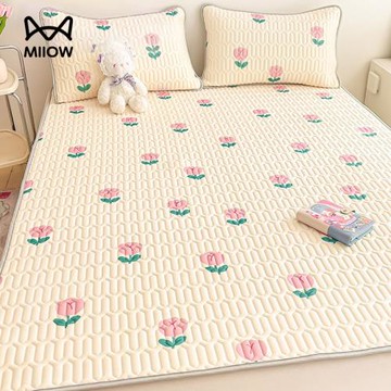 夏季冰絲乳膠涼席三件套可機水洗學生宿舍單人兒童夏天涼墊軟席子