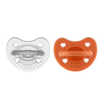 Chicco LUXE矽膠拇指型安撫奶嘴(中)牛奶糖橘(CNB303331) 299元
