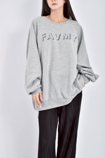 加購優惠(2XL) 印花字母灰色長袖上衣