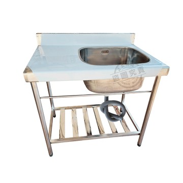 客製商品-【Abis】升級加牆款304不鏽鋼100CM洗台+平台中提籠水槽(3.3尺)右槽