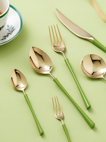 摩登主婦亞丁不銹鋼牛排刀叉勺輕奢歐式家用勺盤子西餐刀叉三件套