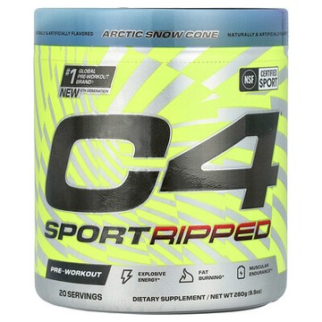 C4 / Cellucor, C4 Sport Ripped，鍛鍊前，北極雪錐，9.9 盎司（280 克）