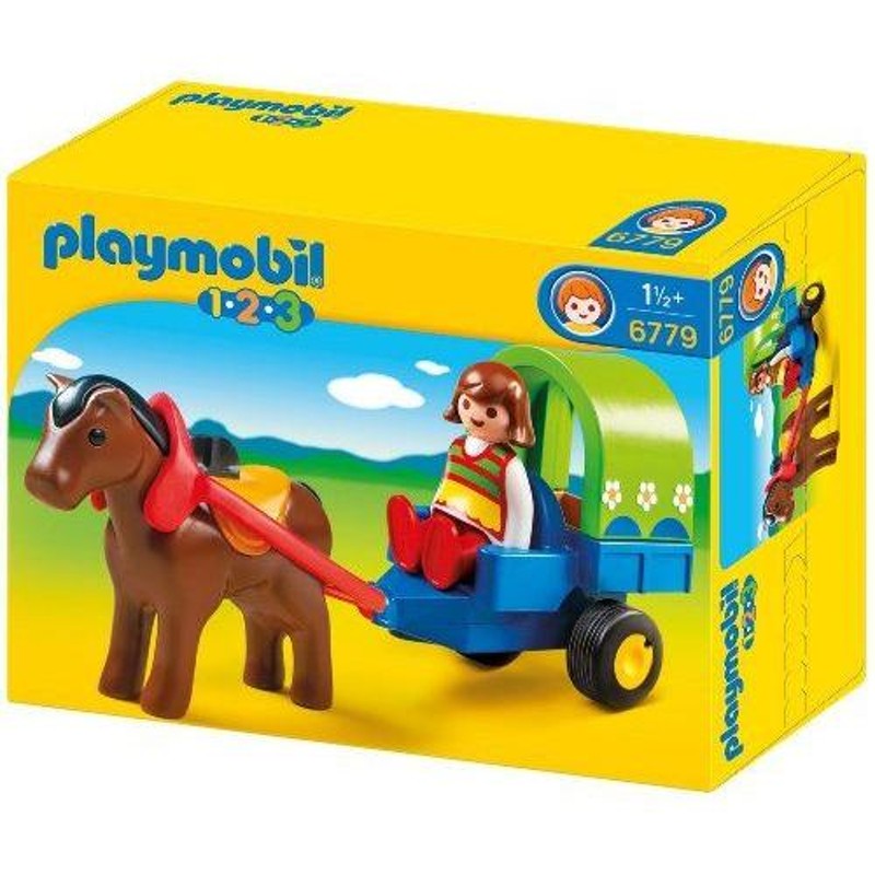 PLAYMOBIL (プレイモービル) 1.2.3 Pony Wagon ブロック おもちゃ