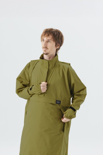 KiU 空氣感5秒快穿套頭式雨衣 - 軍綠色 - 軍綠加長尺寸