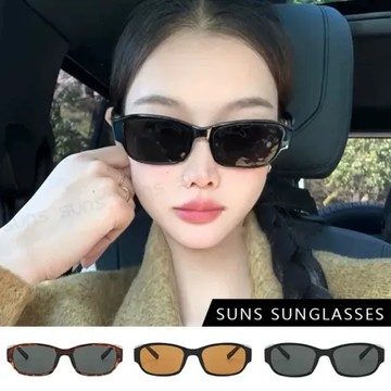 玳瑁框灰片 【SUNS】歐美ins方框墨鏡  時髦款窄框太陽眼鏡   抗UV400