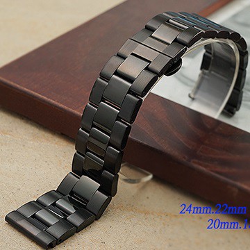 全新 不鏽鋼實心摺疊扣-三板金屬錶帶 ( 24mm.22mm.20mm.18mm )