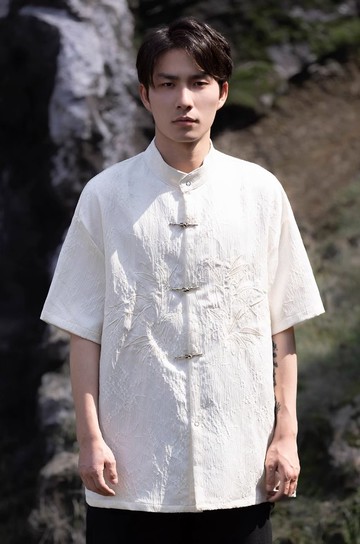 新中式復古 盤扣立領短袖襯衫