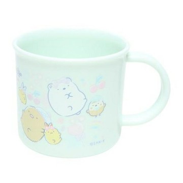 小禮堂 角落生物 兒童單耳塑膠杯 200ml Ag+ (綠坐姿款)