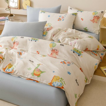 全棉雙層紗卡通四件套床品純棉床單被套兒童多巴胺三件套批發團購