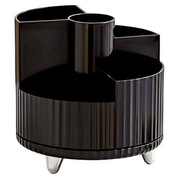 小麥購物 旋轉化妝品收納筆筒 L2921  1個  神秘黑  14.7 x 14.3cm