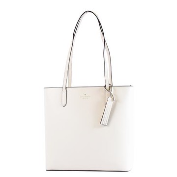 KATE SPADE Jana 十字紋防刮拉鍊肩背托特包-奶霜白