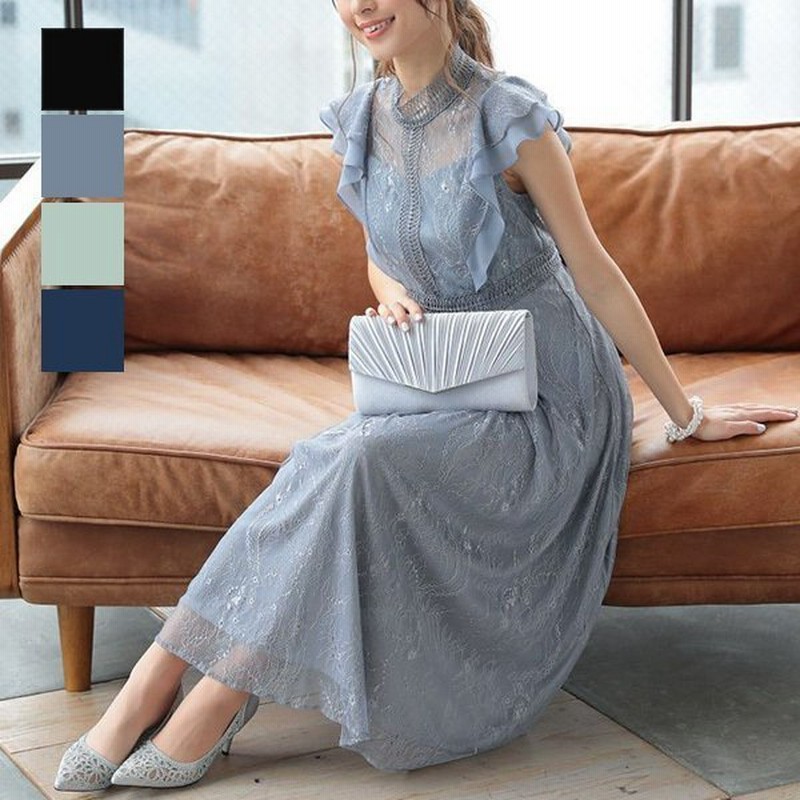 パーティードレスロング結婚式成人式半袖レースフリル10代代レースアップフォーマルお呼ばれ二次会ワンピースドレスレディース 通販 Lineポイント最大0 5 Get Lineショッピング