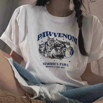 韓國 純棉 貓咪 棉TEE 韓系 短tee 上衣 韓TEE 可愛 短袖 現貨 實拍 小貓咪 貓奴 女短袖 短 ST024