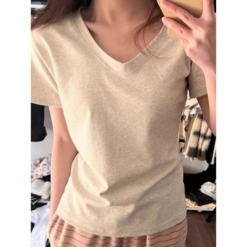 已售9642件💖Vuja de 純棉 美式復古 短袖T恤 辣妹上衣 正肩上衣 短款上衣 設計感上衣  修身上衣  百搭