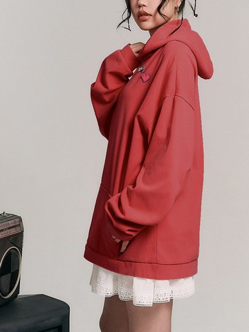寬鬆落肩水洗連帽上衣