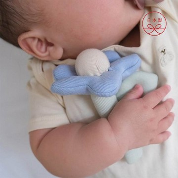 日本 Lien de famille 純棉花朵安撫手搖鈴 (3色) - 鬱金香(紫)