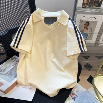✨ 新品🎈2026夏季新款Polo領短袖T恤男女簡約複古設計感休閒寬鬆百搭上衣