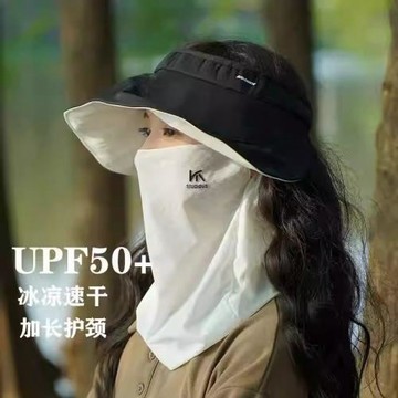 日本北野護頸冰絲防曬面罩女遮全臉騎行薄款口罩遮陽防紫外線臉罩