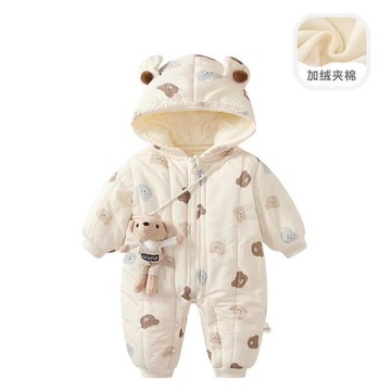 嬰幼兒連體衣超萌寶寶加絨加厚哈衣新生兒冬季外出抱衣爬爬服棉服鑫弘-萌寶童裝可開發票