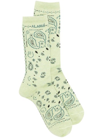 Alanui - Bandana logo-embroidered ribbed-knit socks - men - Cotton/Polyamide/Spandex/Elastane - One Size - Green