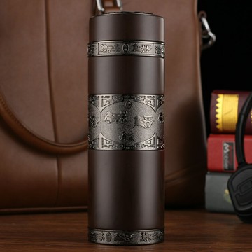 高檔紫砂內膽保溫杯帶過濾車載辦公泡茶杯子禮品定制刻字logo