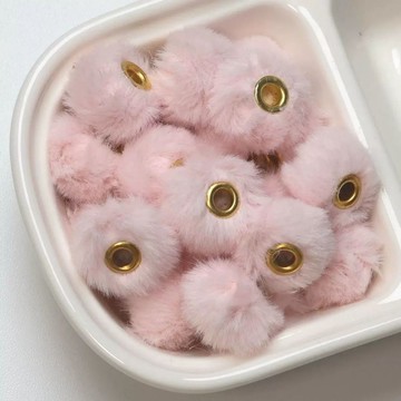 13色穿孔毛絨球仿兔毛球間隔珠 秋冬DIY串珠手機鏈條掛件飾品配件秒殺