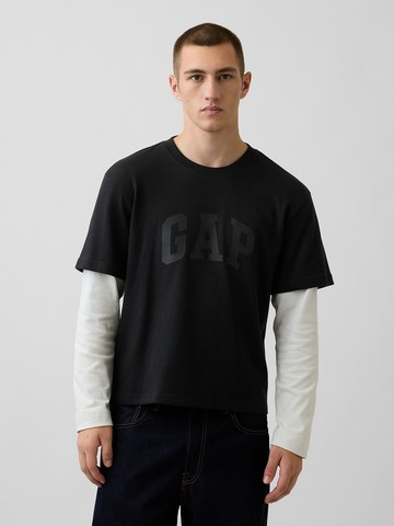 GAP Logo假兩件短版T恤