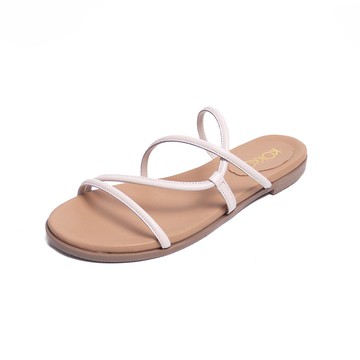 KOKKO渡假極簡線條柔軟涼拖鞋白色