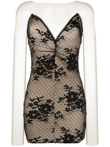 Wolford - strapless lace-panel dress - women - Fabric - 38 - Black