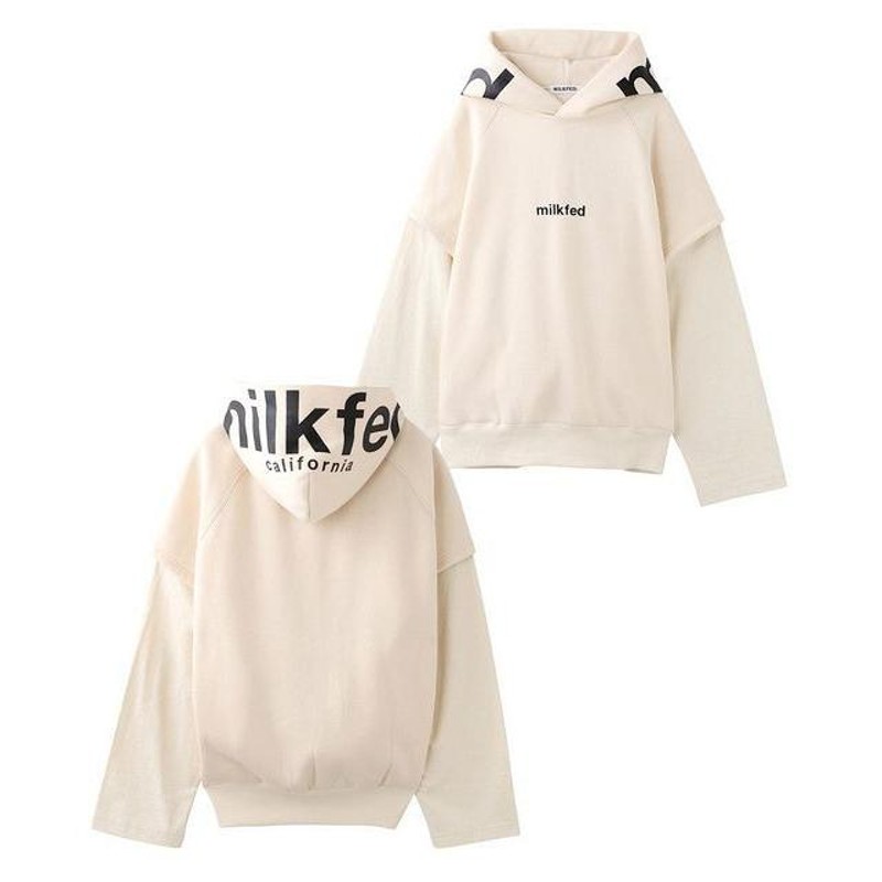 ミルクフェド MILKFED. BIG LOGO LAYERED SLEEVE SWEAT HOODIE ビック