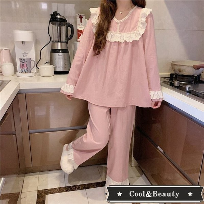パジャマ レディース コットン 春 夏 長袖 ガーゼ 前開き 可愛い 姫系 おしゃれ 薄手 2点セット 寝巻き セットアップ ルームウェア 部屋着 通販 Lineポイント最大get Lineショッピング
