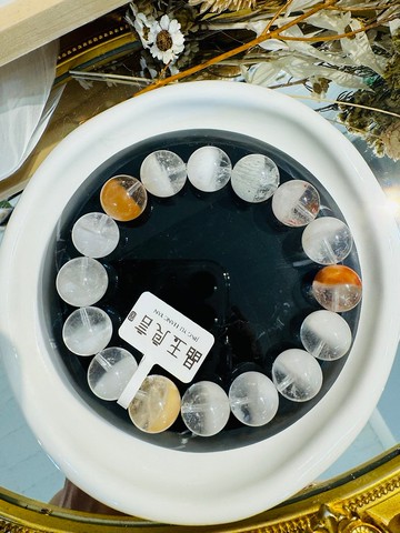 天然半盆漸層兔毛水晶12.8-13.5mm51.4g護身符淨化快樂能量解壓