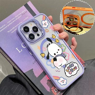 可愛帕恰狗 磁吸手機殼 金屬鏡頭支架 保護殼 適用於iPhone 17 16 15 14 13 12 11 Max防摔殼
