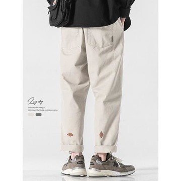 LAZY DAY原創男裝日系復古純棉工裝褲男秋冬季直筒微錐加絨休閑褲