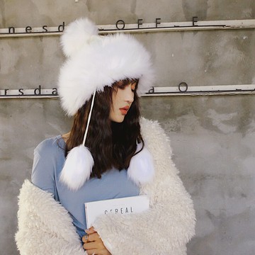秋冬仿狐貍毛蒙古帽子女冬季公主帽加厚保暖護耳季雷鋒韓版百搭潮1入