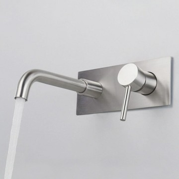 304不銹鋼暗藏冷熱入墻臺盆水龍頭掛墻墻出水面盆嵌入式暗裝龍頭{鑫弘-工葉電器}可開發票